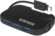 Kanex USB-C 3-Port Hub with Gigabit Ethernet - Svart