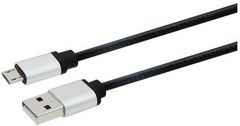 Essentials Leather USB-A to MicroUSB Cable - Svart