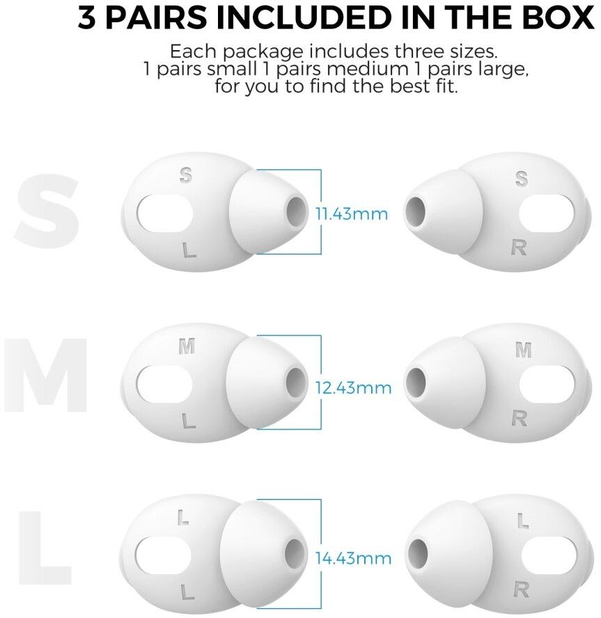 AhaStyle PT66 3 Pairs Earphone Caps (AirPods 3) - Vit | AirPods - AirPods 3 - Öronkrokar | AlltMobil