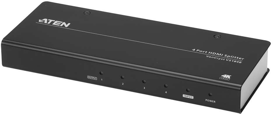 HDMI Spltter, 4-Port True 4K - Svart 