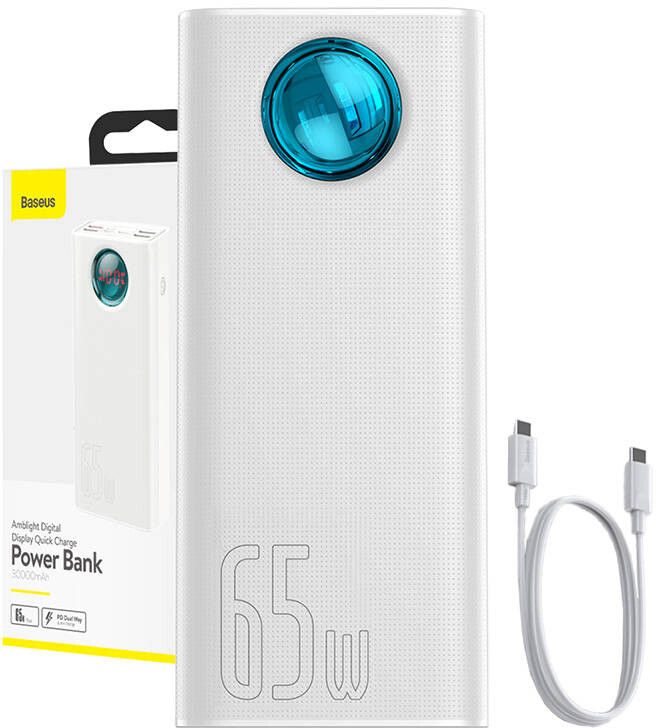 Baseus Amblight Powerbank 30,000mAh - Vit | Tillbehör - Powerbank - Störst (20001 mAh och mer) | AlltMobil