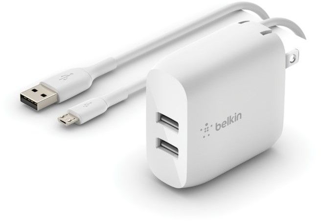 Belkin Dual USB-A Wall Charger 24W + USB-A To MicroUSB Cable