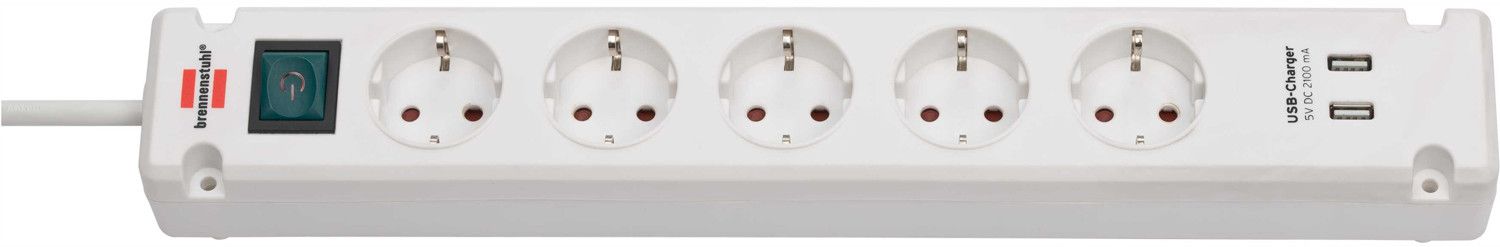 Brennenstuhl Grenuttag 5-vägs & 2xUSB