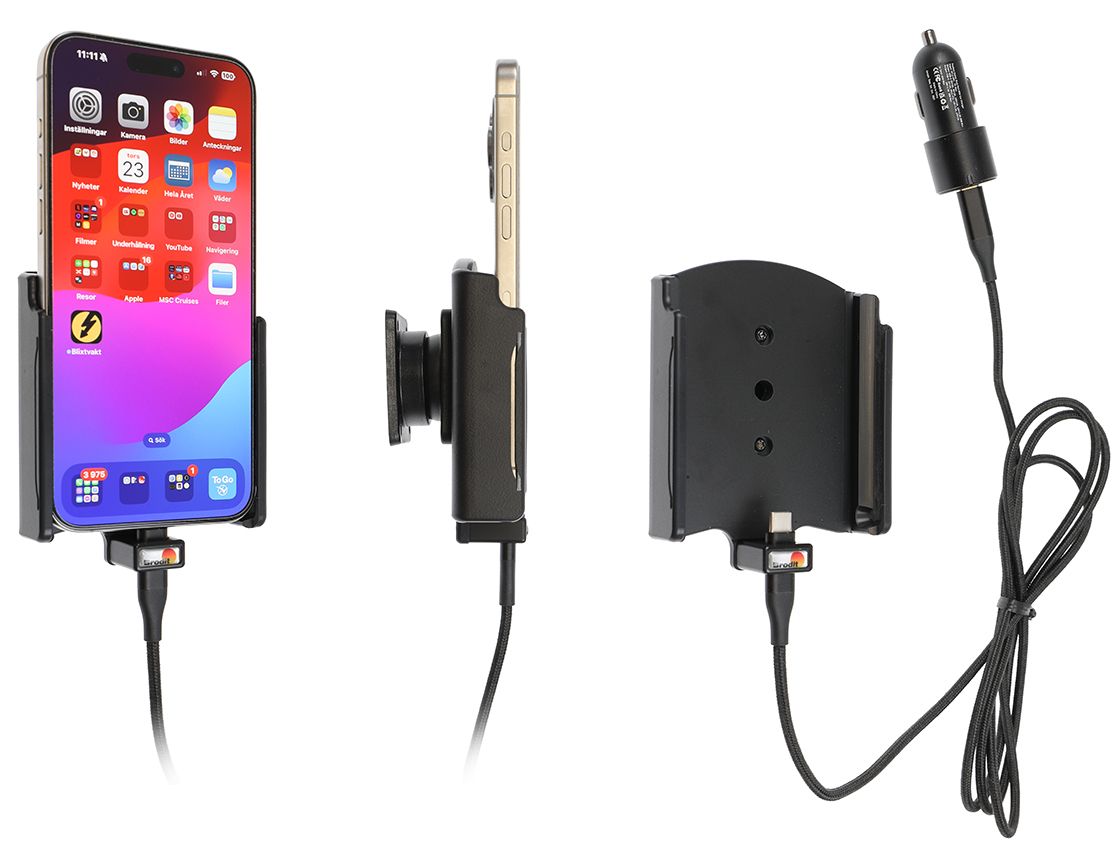 Brodit Aktiv hållare med USB-C-laddning 721375 (iPhone 15 Pro Max) |  | AlltMobil