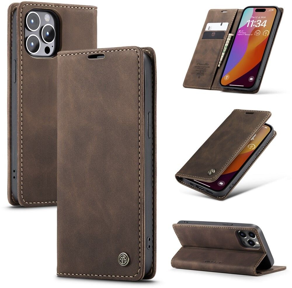 CaseMe Matte Wallet Style (iPhone 16 Pro) - Svart | iPhone - iPhone 16 Pro - Skal & fodral - Läderfodral | AlltMobil