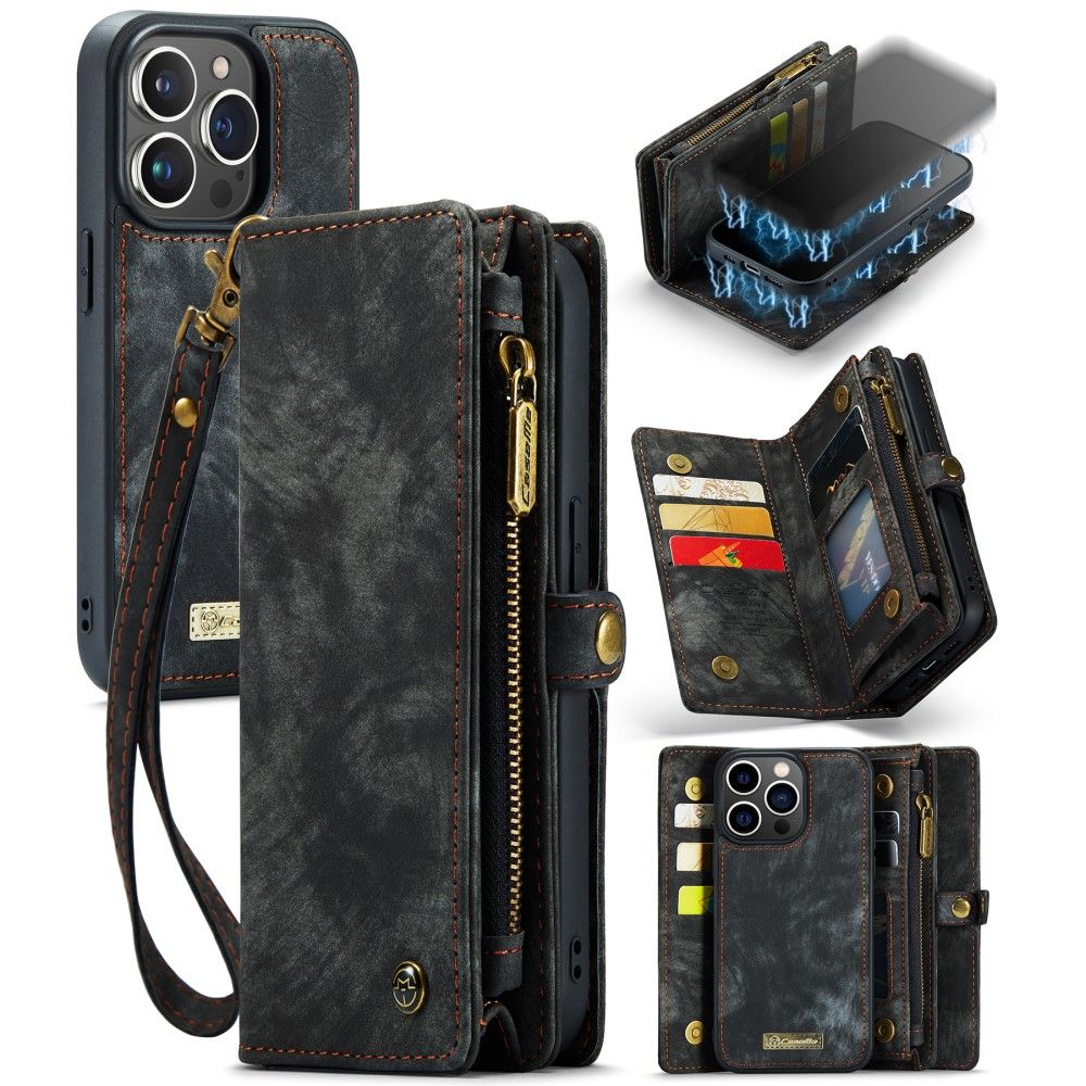 CaseMe Vintage 2-in-1 (iPhone 15 Pro) - Svart | iPhone - iPhone 15 Pro - Skal & fodral - Plånboksfodral | AlltMobil