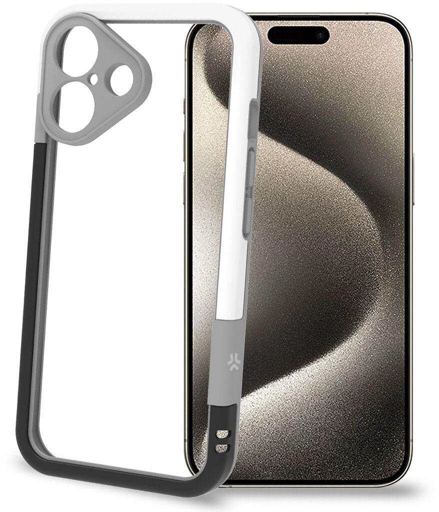 Celly Bumper (iPhone 16) - Svart/vit | iPhone - iPhone 16 - Skal & fodral - Silikon - TPU | AlltMobil