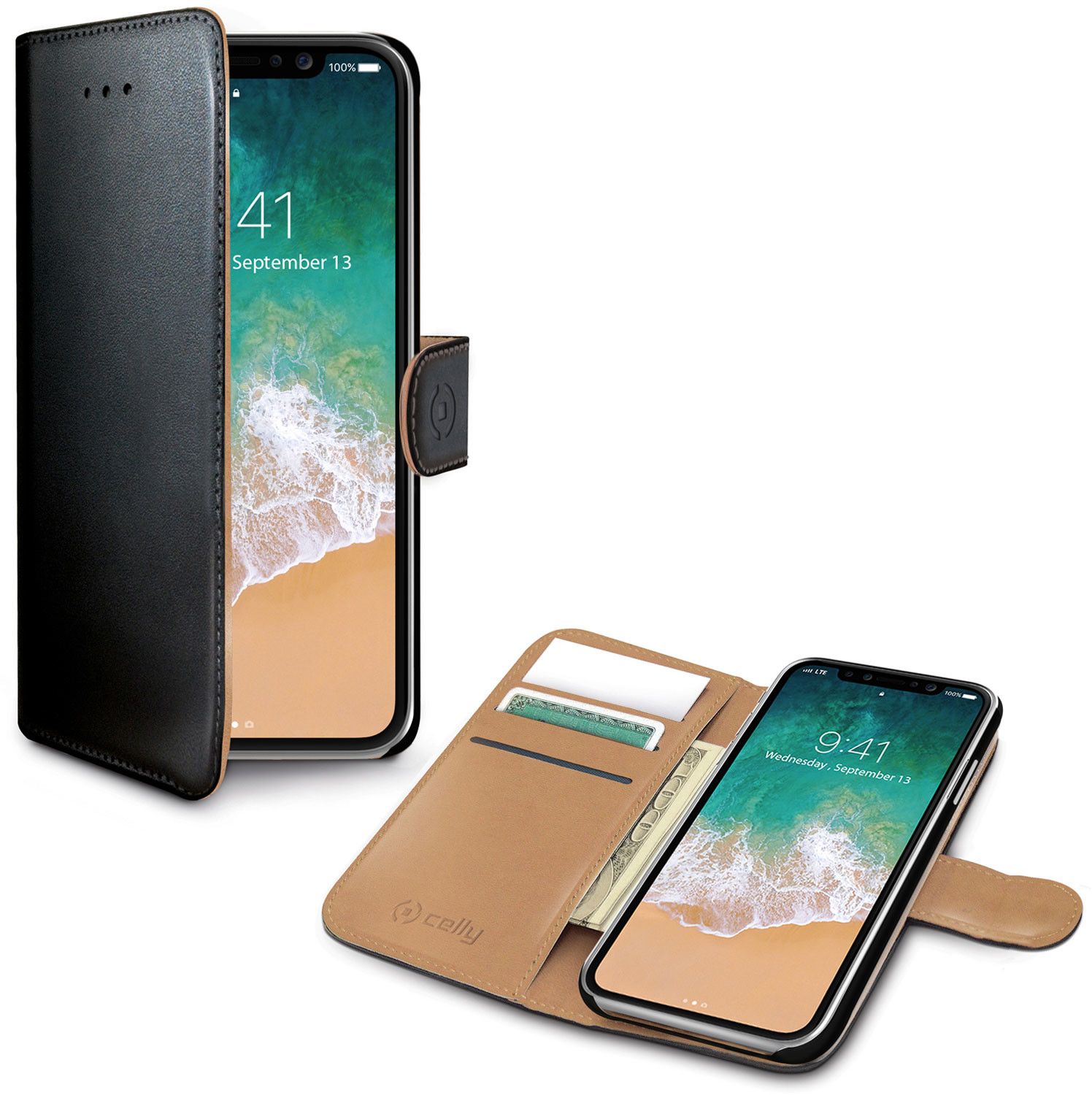 Celly Wallet Case iPhone X/Xs Läderfodral iPhonebutiken.se