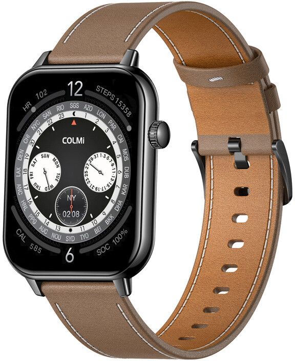 Colmi C28 Smartwatch with Leather Strap - Silver
