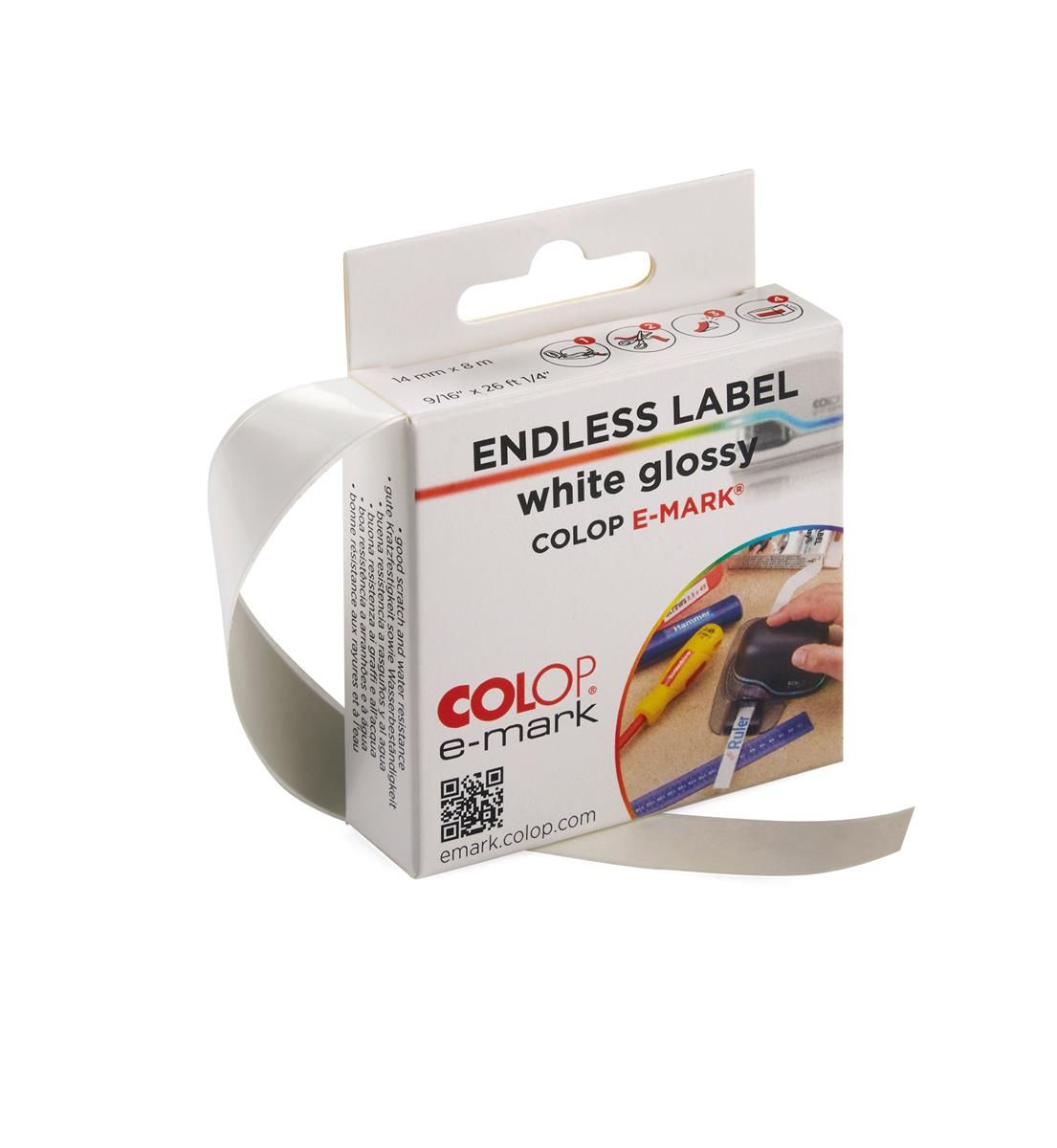 Colop e-mark Endless Label 14 mm x 8m - Vit | iPhone - Generella tillbehör - Skrivare - Förbrukningsmaterial | AlltMobil