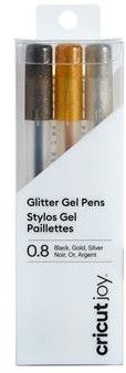 Cricut Joy Glitter Gel Pens 0,8mm 3-pack - Guld/silver/svart