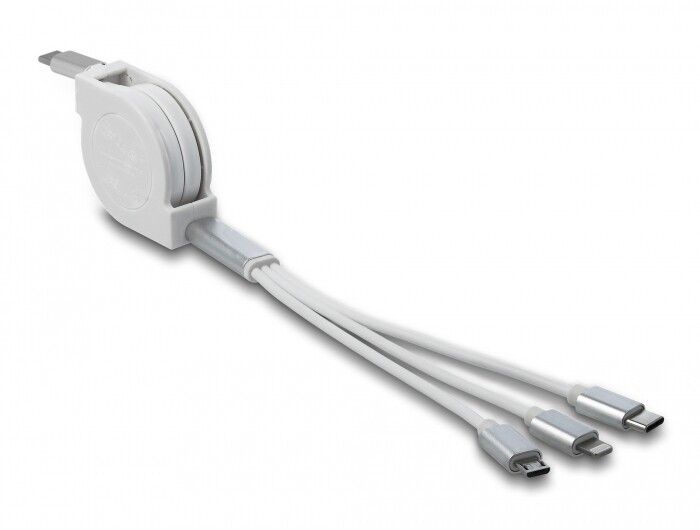 Delock Retractable USB-C Charging Cable 3 in 1 | Tillbehör - Kablar - USB-C till Lightning-kablar | AlltMobil