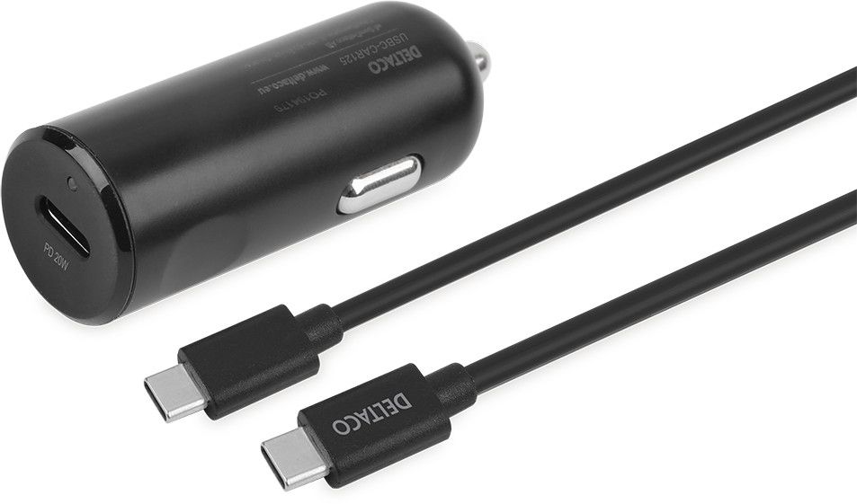 Deltaco Car Charger with USB-C Cable