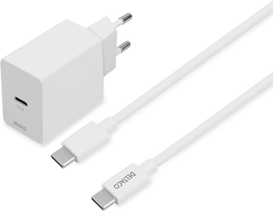 Deltaco USB-C Wall Charger with USB-C Cable