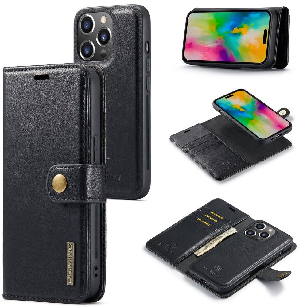 DG Ming Detachable Wallet (iPhone 16 Pro Max) - Svart | iPhone - iPhone 16 Pro Max - Skal & fodral - Läderfodral | AlltMobil