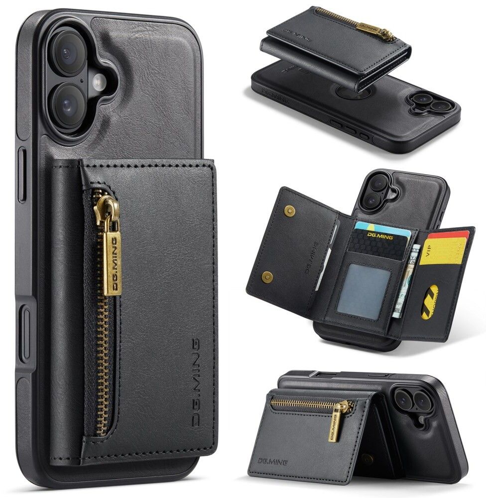 DG Ming M5 Detachable Card Case (iPhone 16) - Svart | iPhone - iPhone 16 - Skal & fodral - Läderfodral | AlltMobil