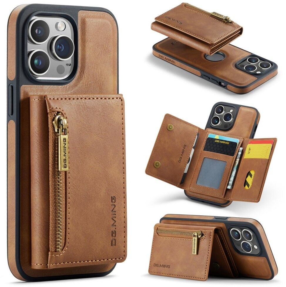 DG Ming M5 Detachable Card Case (iPhone 16 Pro) - Svart | iPhone - iPhone 16 Pro - Skal & fodral - Läderfodral | AlltMobil