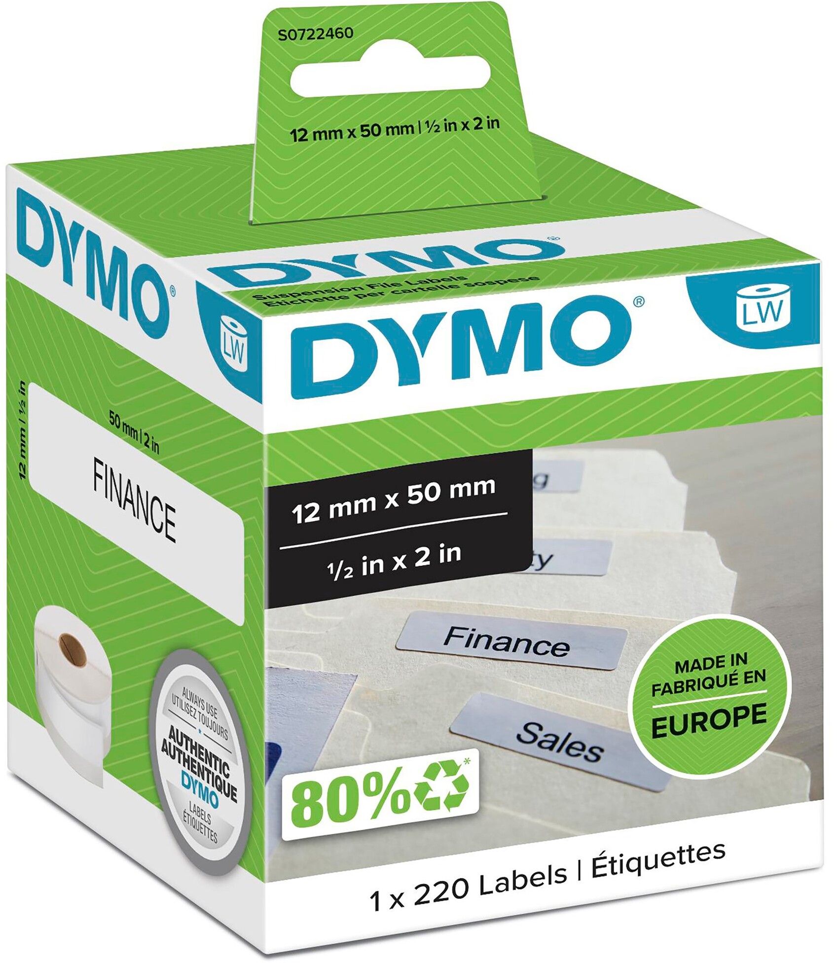 Dymo Suspens File Labels 12x50mm (220st) | Mac - Generella Mac-tillbehör - Skrivare - Förbrukningsmaterial | AlltMobil