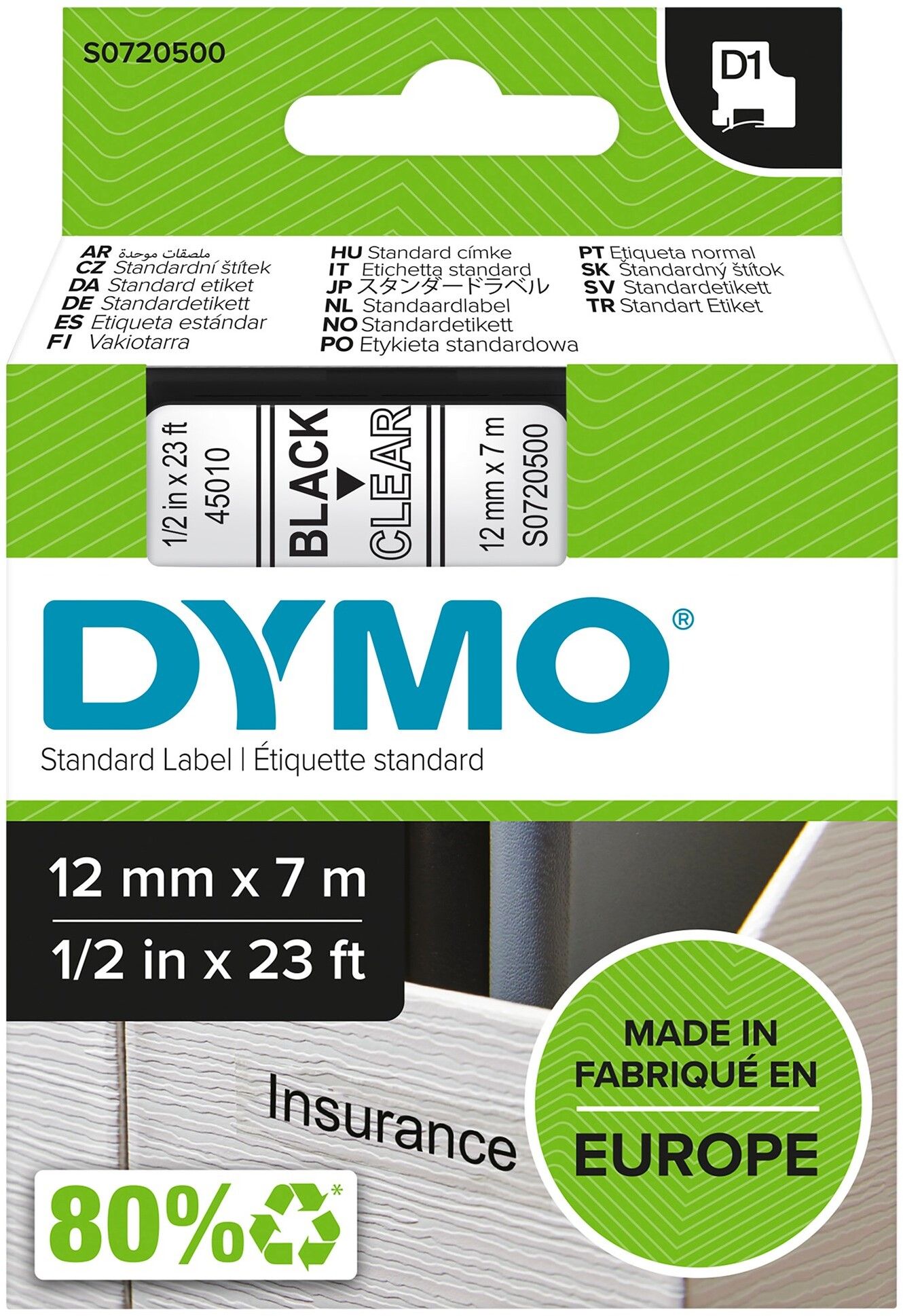 Dymo Tape D1 12mmx7m | Mac - Generella Mac-tillbehör - Skrivare - Förbrukningsmaterial | AlltMobil