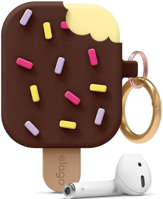 Elago AirPods Icecream Hang Case (AirPods 1/2) - Brun | AirPods - AirPods 1 - 2 - Fodral - Silikon - TPU | AlltMobil
