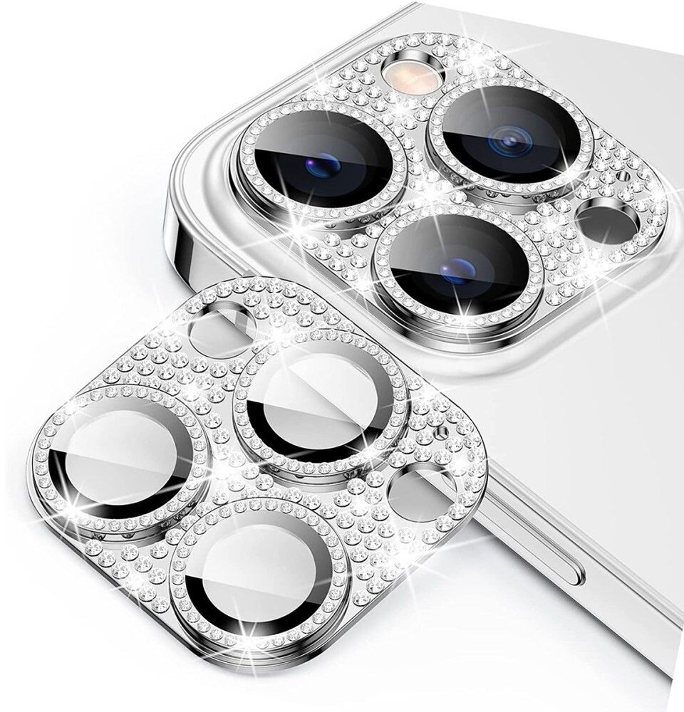 Enkay Rhinestone Camera Glass (iPhone 16 Pro/16 Pro Max) - Silver | iPhone - iPhone 16 Pro - Skal & fodral - Kameraskydd | AlltMobil