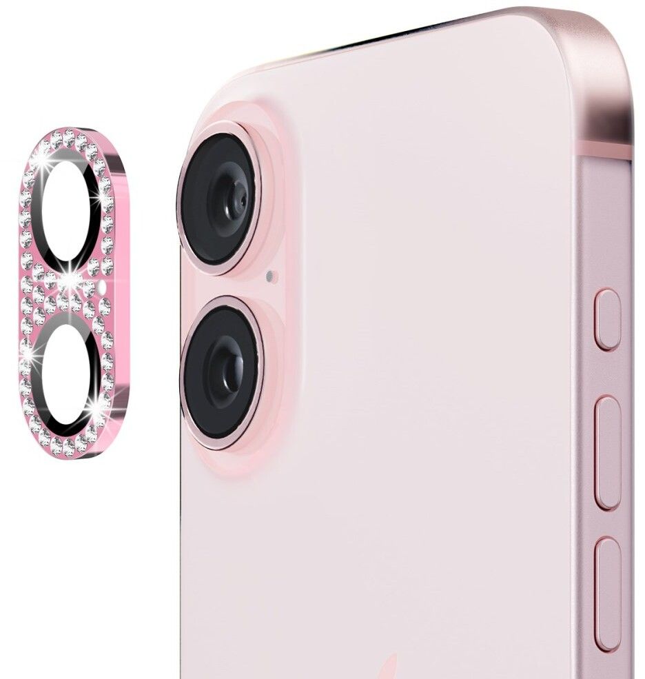Enkay Rhinestone Camera Glass (iPhone 16/16 Plus) - Silver | iPhone - iPhone 16 - Skal & fodral - Kameraskydd | AlltMobil