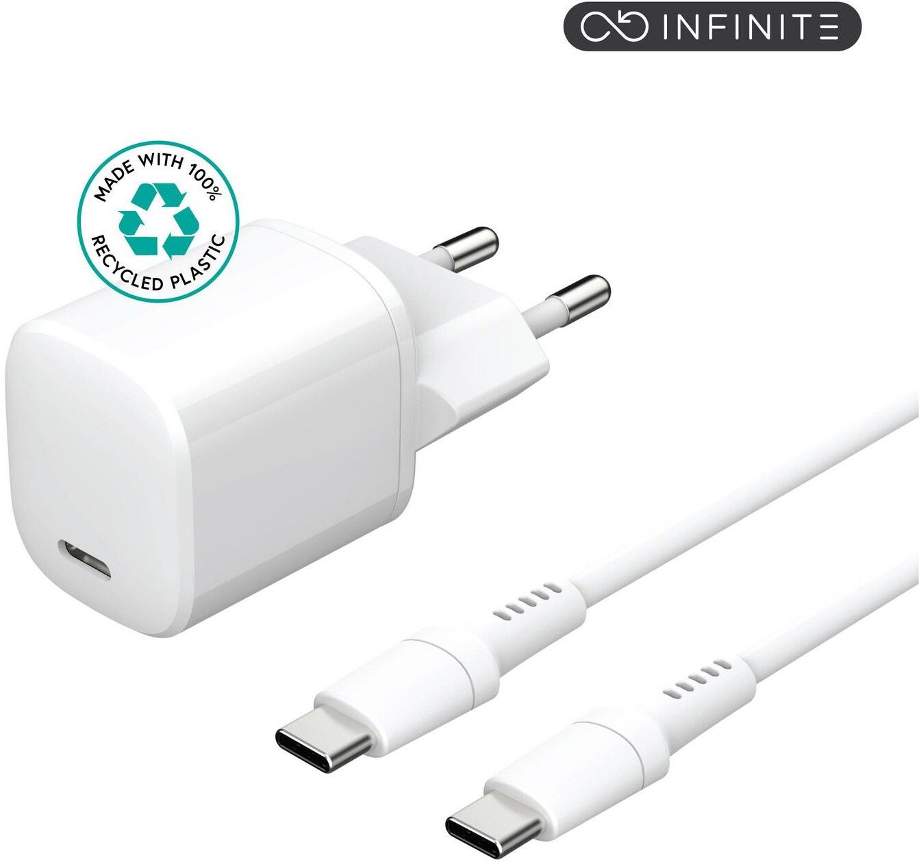 eStuff Infinite USB-C Wall Charger PD 20W + USB-C Cable | Tillbehör - Laddare - Väggladdare - Med USB-C-kabel | AlltMobil