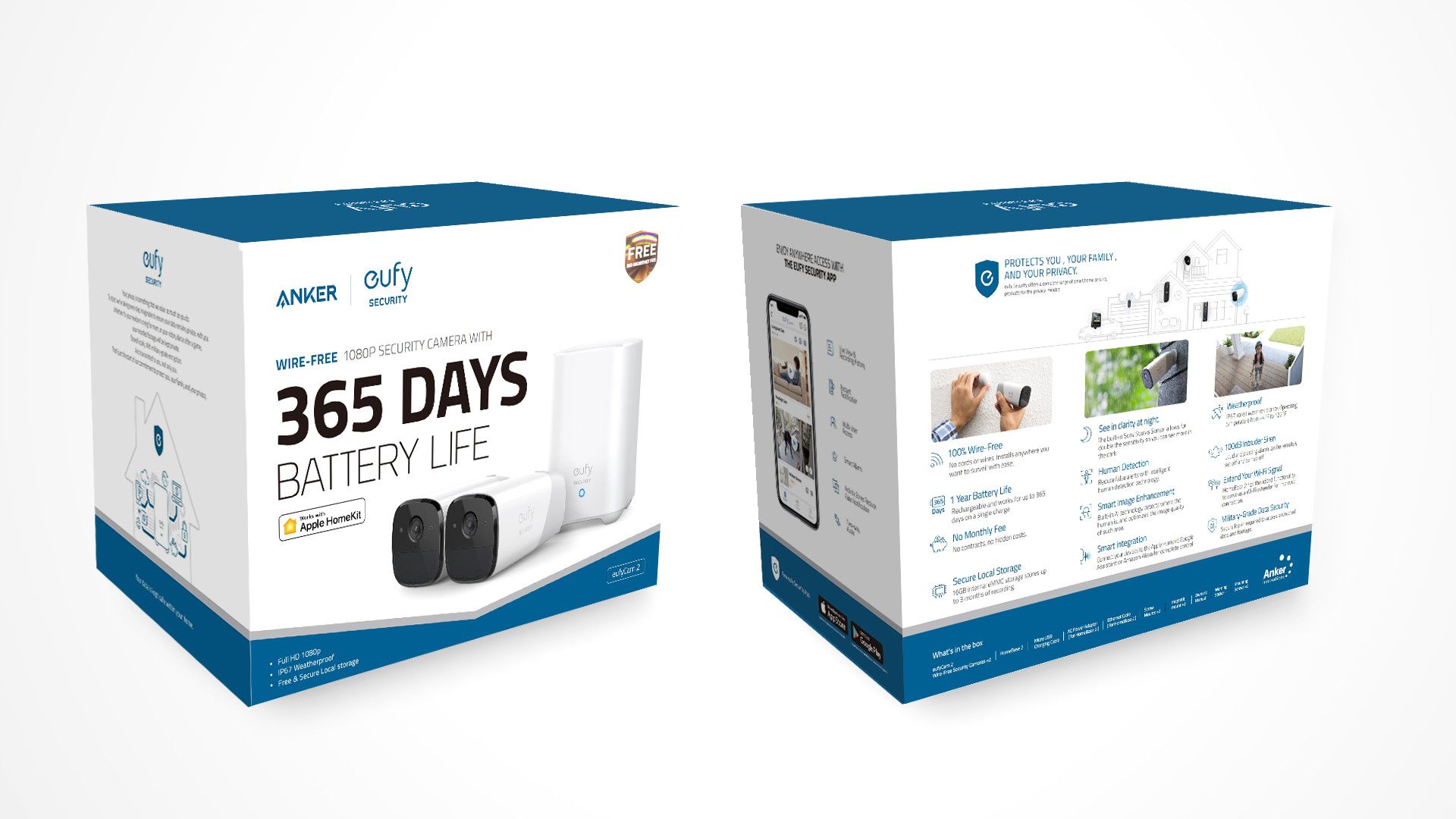 Eufy eufyCam (2st) + HomeBase övervakningskameror