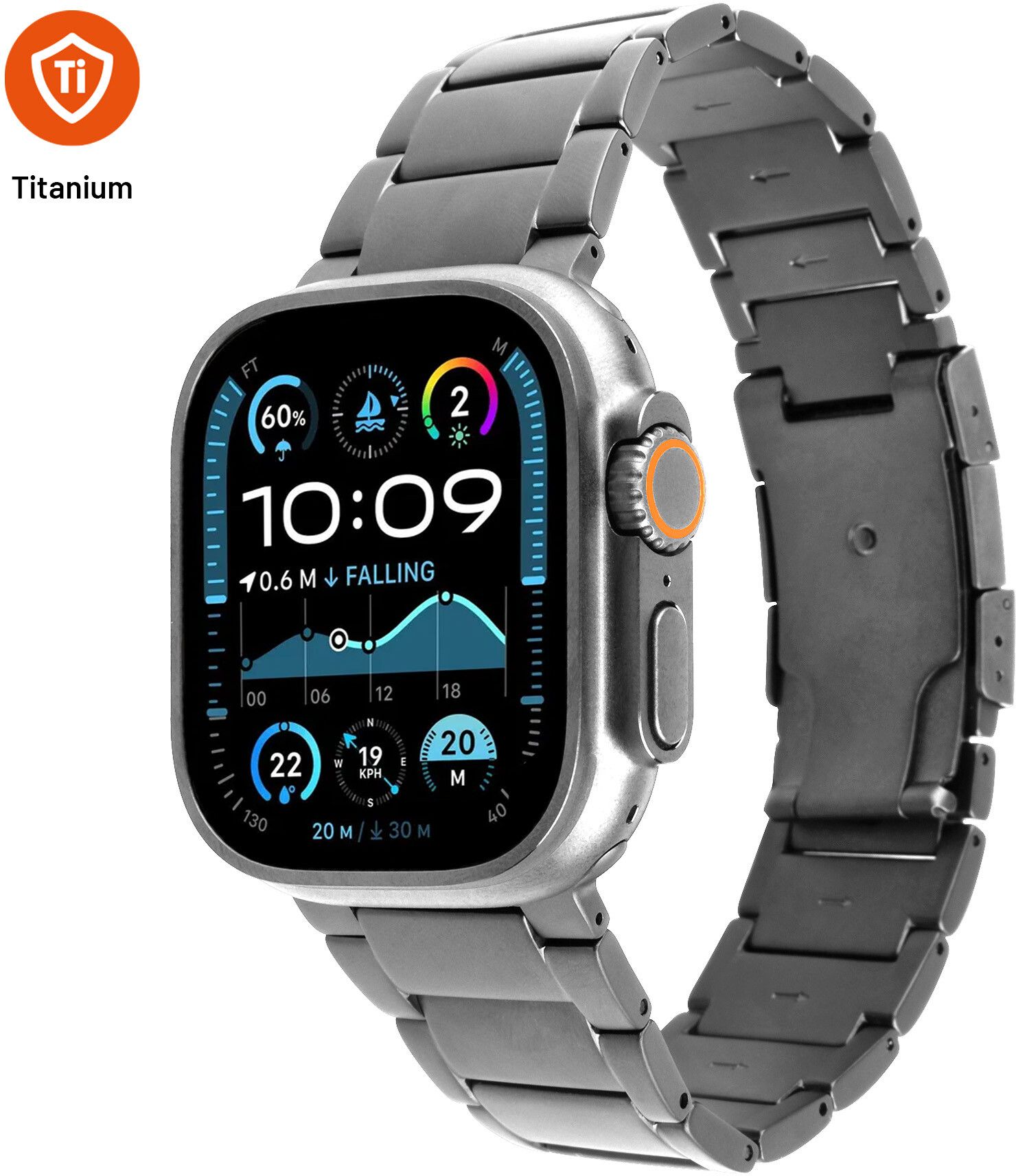 Fixed Titanium Strap (Watch 49/46/45/44/42mm) - Svart | Apple Watch - Generella tillbehör - Armband - Series 1-9 42-45mm - Metallarmband | AlltMobil