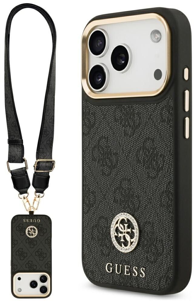 Guess 4G Strass Logo Case with Strap (iPhone 17 Pro) | iPhone - iPhone 17 Pro - Skal & fodral - Hårda skal | AlltMobil