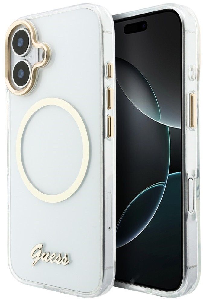 Guess IML Script Metal MagSafe Case (iPhone 17) - Rosa