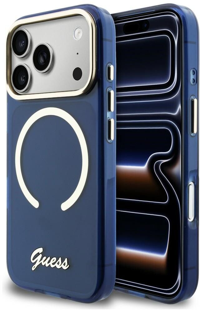 Guess IML Script Metal MagSafe Case (iPhone 17 Pro) - Rosa