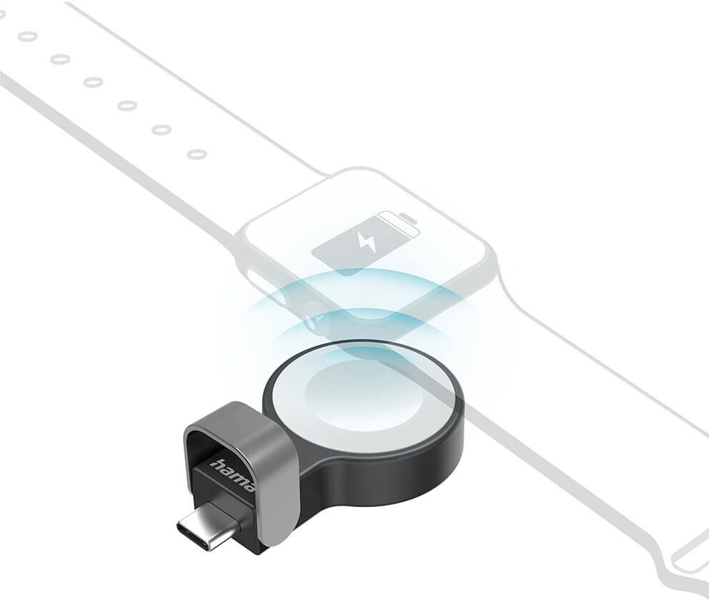 Hama Wireless USB-C Charger for Apple Watch - Vit | Apple Watch - Generella tillbehör - Kablar - USB-kablar | AlltMobil
