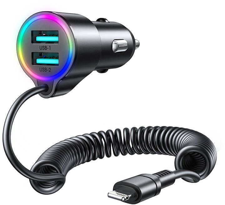 Joyroom 3-in-1 Car Charger with Lightning Cable | iPhone - Generella tillbehör - Biltillbehör - Billaddare - Med Lightning-kabel | AlltMobil