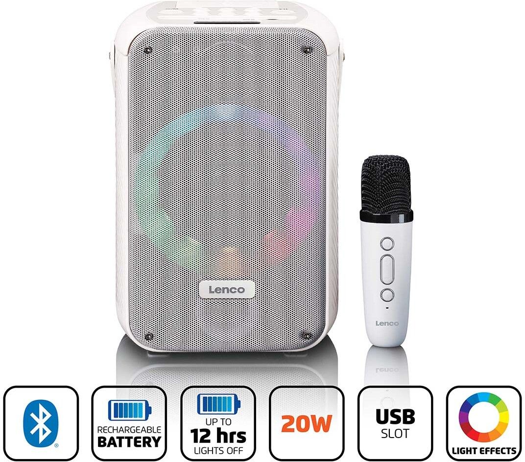 Lenco BTC-060 Karaoke System with Bluetooth - Vit | Tillbehör - Barntillbehör - Karaoke | AlltMobil