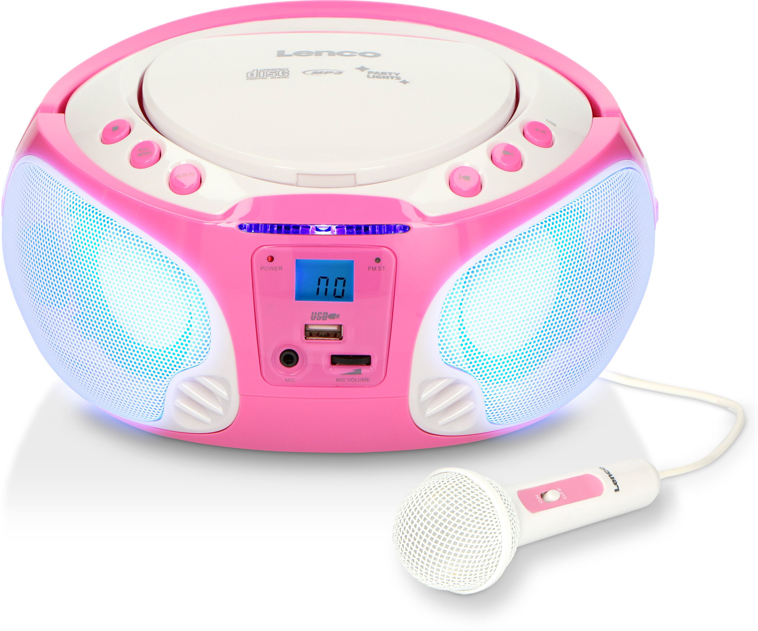 Lenco SCD-650 Karaoke Radio with Microphone & Light Effects - Rosa | Tillbehör - Barntillbehör - Högtalare | AlltMobil