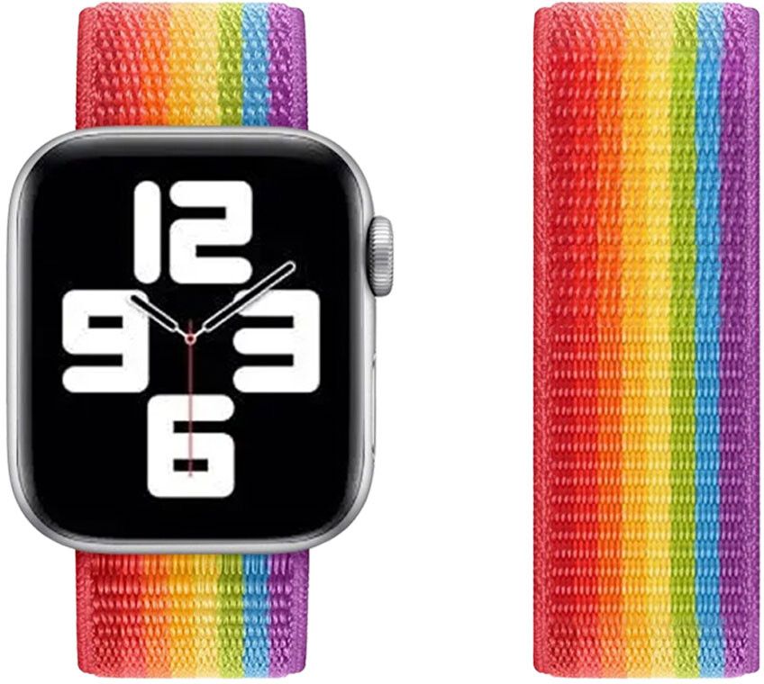 Lippa Regnbågsfärgat Nylonarmband (Watch 42/41/40/38mm) | Apple Watch - Generella tillbehör - Armband - Series 1-9 38-41mm - Tygarmband | AlltMobil