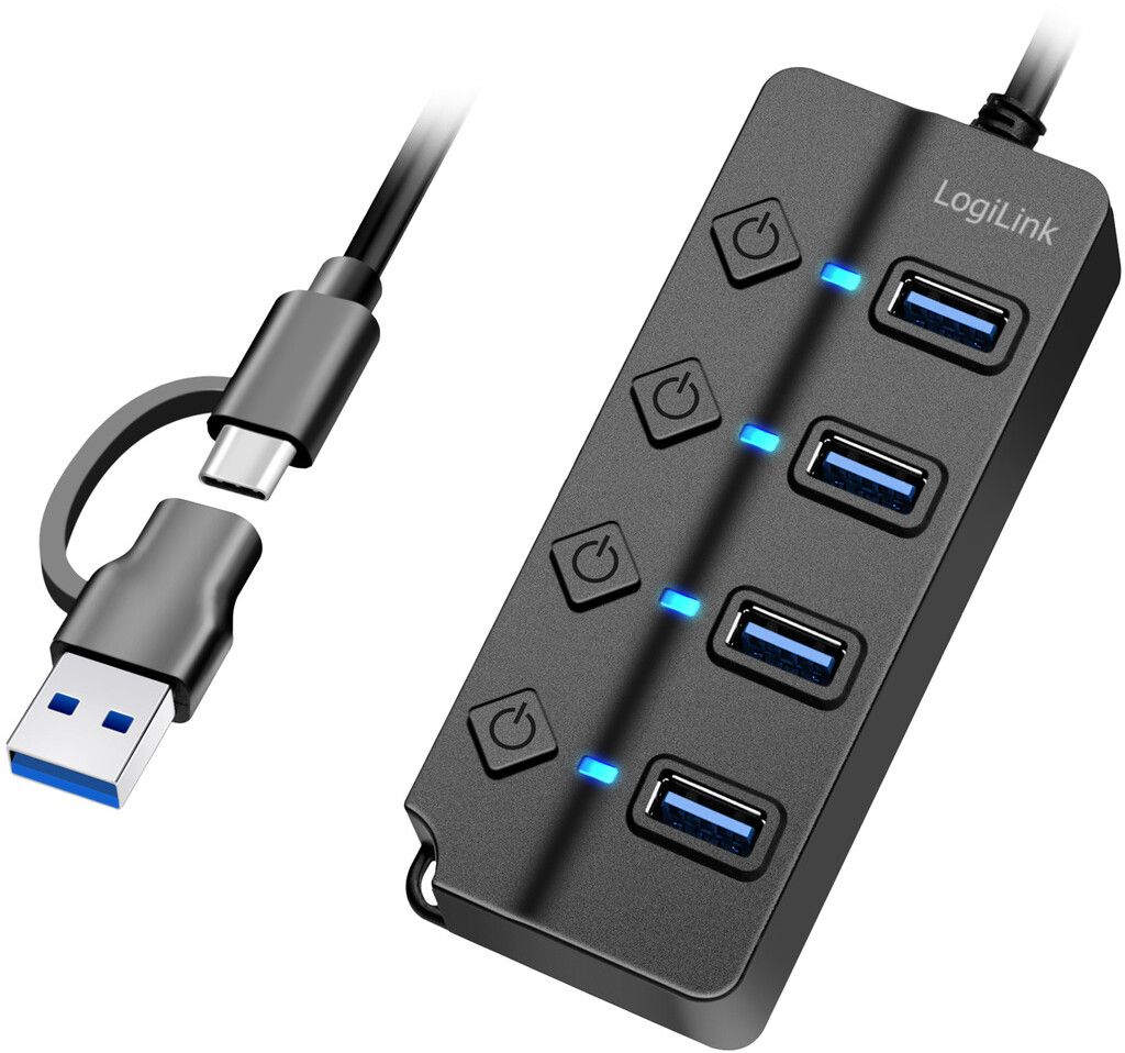 LogiLink 4xUSB-A Hub with Individual Switches | Mac - Macbook Pro 14 (2024-2025) - Hubbar - USB-hubbar | AlltMobil