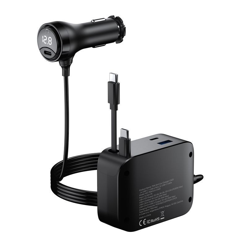 Mobile Origin 5-in-1 Car Charger 75W | iPad - Generella iPad-tillbehör - Biltillbehör - Billaddare - Med USB-C-kabel | AlltMobil