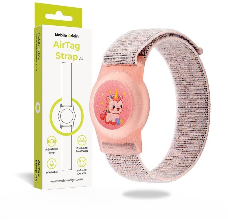 Mobile Origin AirTag Strap Pink Unicorn | Tillbehör - Smarta hem - AirTag & Trackers - Fodral & hållare - Armband | AlltMobil