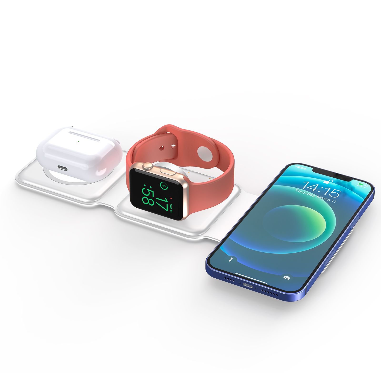 Moobio Folding 3-in-1 Wireless Charger - Vit | REA - Generella | AlltMobil