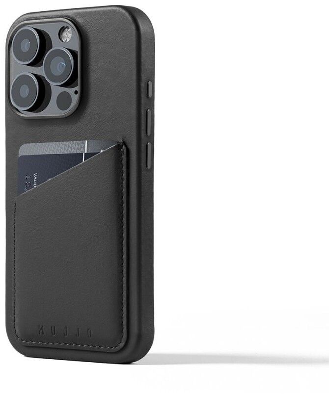 Mujjo Full Leather Wallet Case (iPhone 16 Pro) - Svart | iPhone - iPhone 16 Pro - Skal & fodral - Läderfodral | AlltMobil