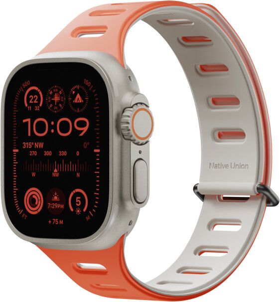 Native Union Active Magnetic Band (Watch 49/46/45/44/42mm) - Svart/beige | Apple Watch - Generella tillbehör - Armband - Series 1-9 42-45mm - Silikonarmband | AlltMobil
