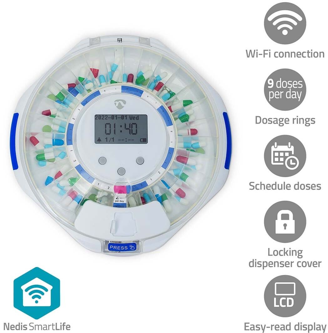 Nedis SmartLife Wi-Fi Pill Dispenser | iPhone - Generella tillbehör - Hälsa & fitness - Övrigt | AlltMobil