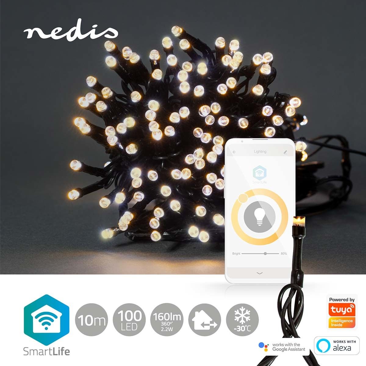 Nedis SmartLife Wifi Warm White String of Lights - 20 meter/400 lampor