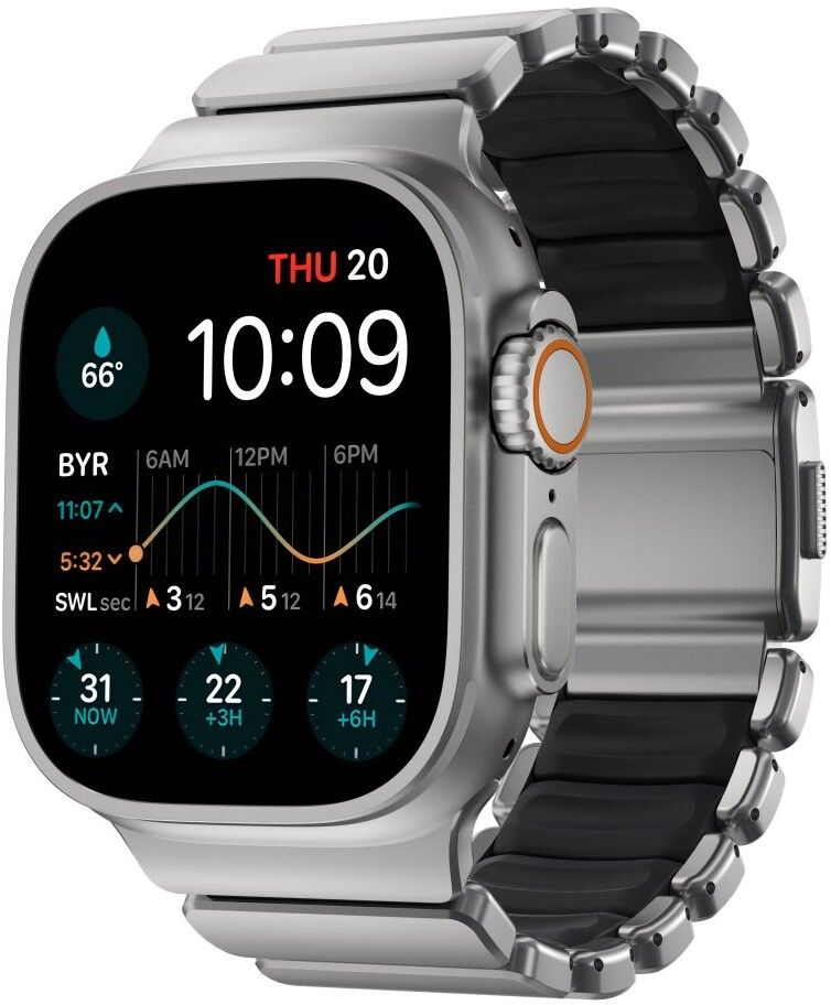 Nomad Stratos Band (Watch 49/46/45/44/42mm) - Svart/svart | Apple Watch - Generella tillbehör - Armband - Series 1-9 42-45mm - Metallarmband | AlltMobil