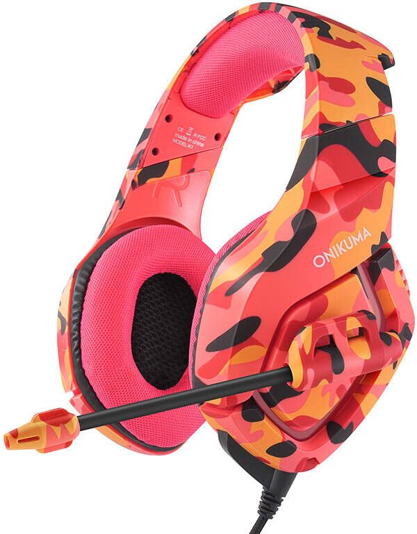 Onikuma K1-B Camouflage Elite Stereo Gaming Headset - Orange/rosa | Mac - Generella Mac-tillbehör - Gaming - Gamingheadset | AlltMobil