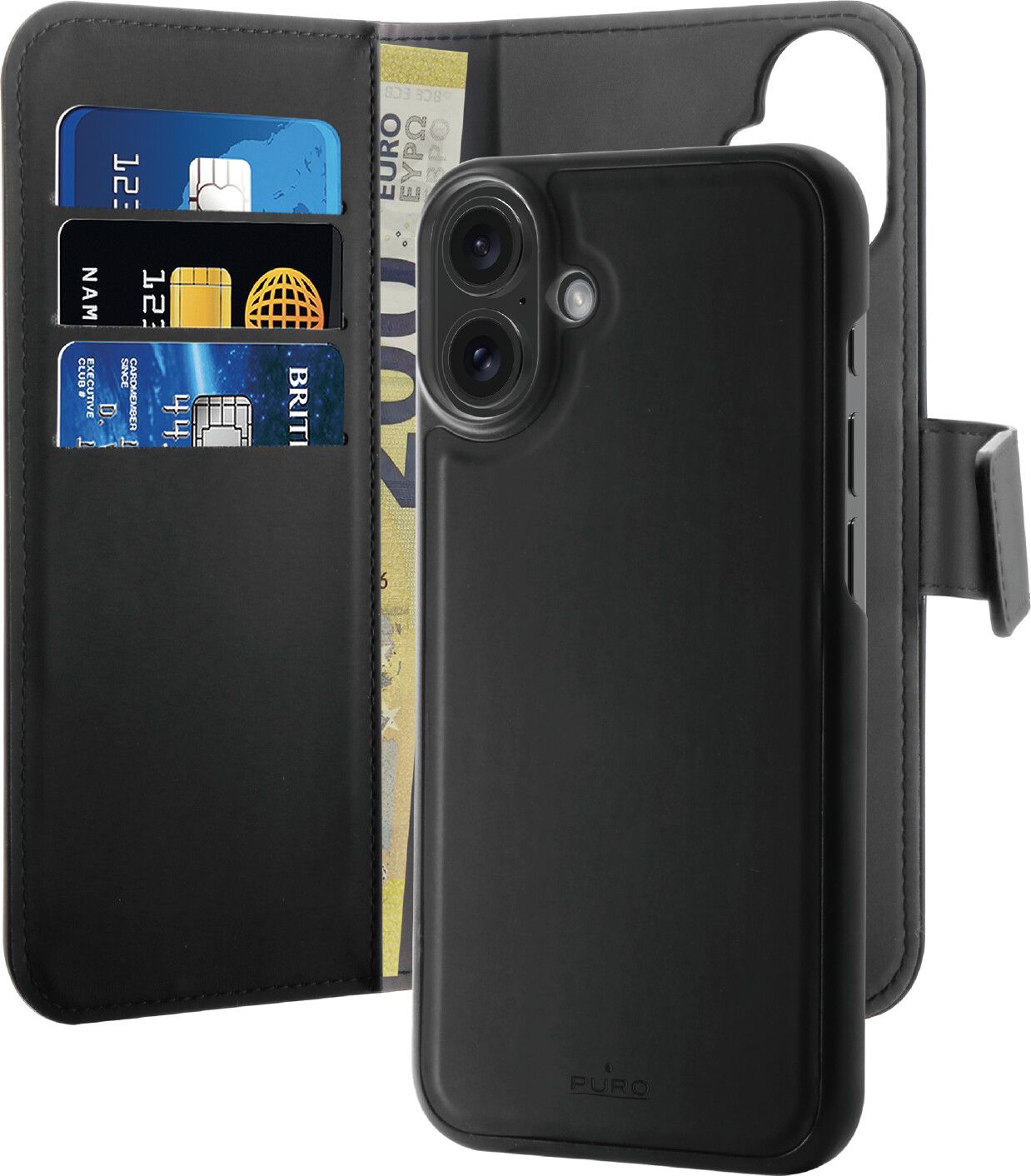 Puro Wallet Detachable 2 in 1 (iPhone 16 Plus) | iPhone - iPhone 16 Plus - Skal & fodral - Läderfodral | AlltMobil
