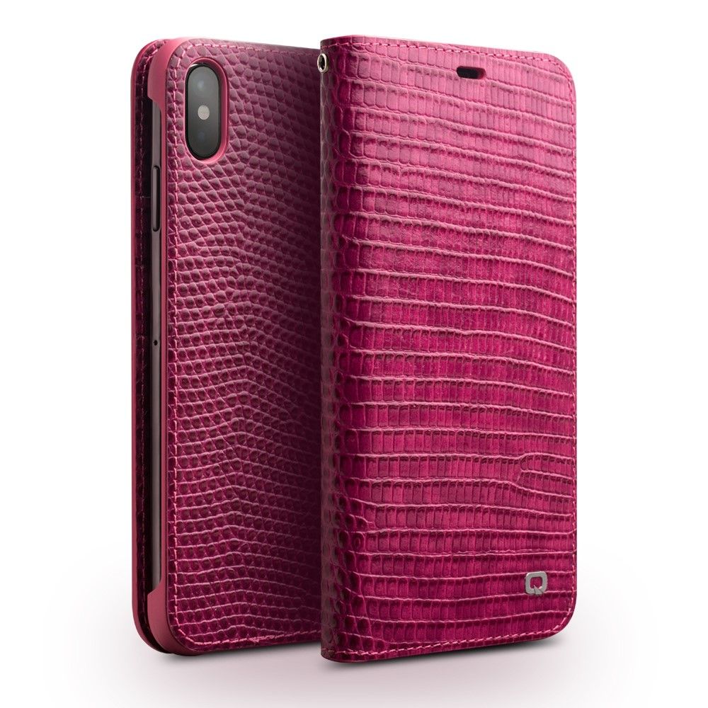 Qialino Pink Croco Leather Wallet