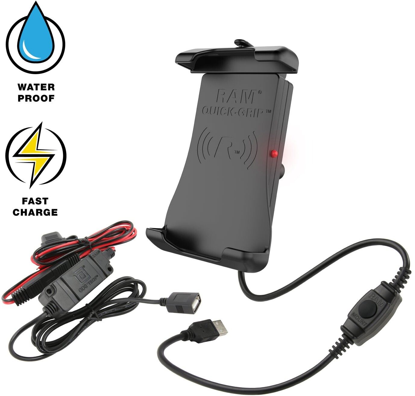 RAM Mount Quick-Grip 15W Waterproof Wireless Charging Holder with Charger |  | AlltMobil